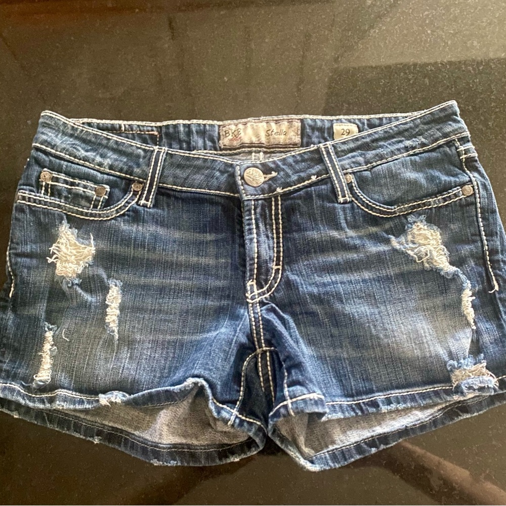 BKE Blue Jean Shorts Distressed Cut-Off Style